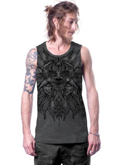Grey psychedelic tank top with dotted design